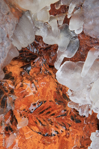 Vivid red texture of the water, reach with iron.