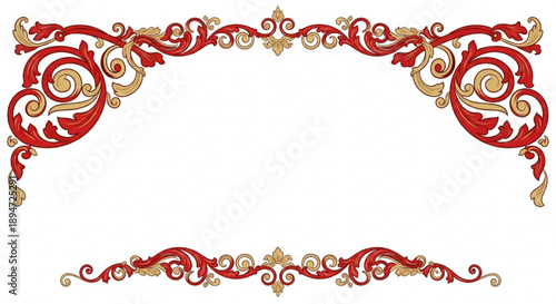 Red and gold vintage baroque ornament frame