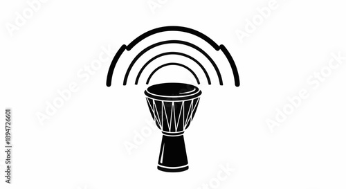 Rhythmic sound waves emanating from a traditional African drum