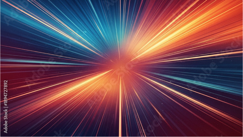 Vibrant explosion of light and color radiating outward from the center in a dynamic abstract illustration