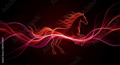 Dark Luxury Fire Horse Abstract – Black Red Gold Chinese New Year Background