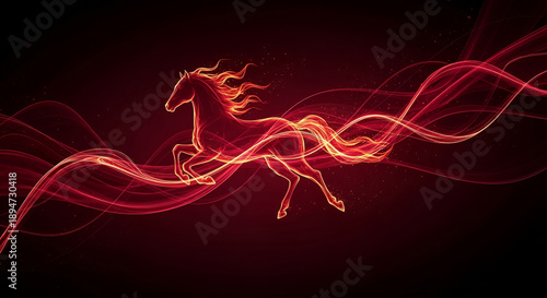Dark Luxury Fire Horse Abstract – Black Red Gold Chinese New Year Background