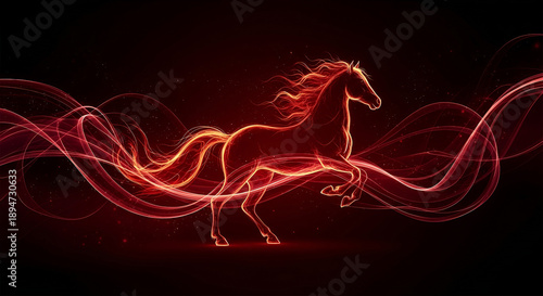 Dark Luxury Fire Horse Abstract – Black Red Gold Chinese New Year Background