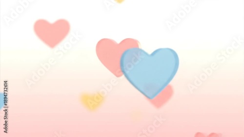 Floating hearts animated background of pastel hearts for valentines day