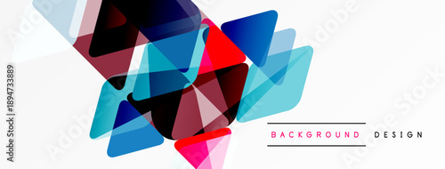 Abstract geometric shapes overlap, creating vibrant color transitions. Modern design element for backgrounds, presentations. Minimalist style.