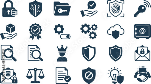Comprehensive collection of security and privacy icons for digital protection.