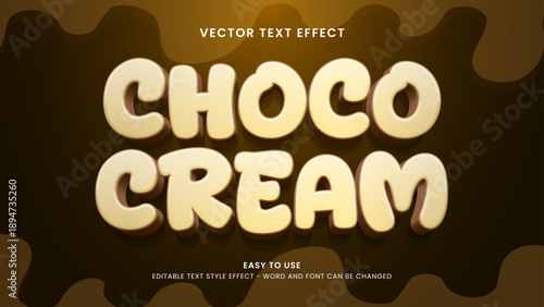choco cream editable text effect 3d vector