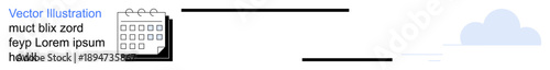 Scheduling, planning, deadline management, productivity tools, cloud storage, digital access. Clean layout with a calendar icon and a cloud. Scheduling and planning concept for modern resources