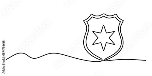 Minimalist police badge illustration with a six-pointed star Vector, illustration