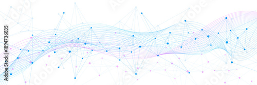 Abstract digital technology and big data analysis concept. Futuristic network connection dots and lines or plexus on white background. Vector