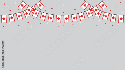 Seamless Canada Flag Party Bunting Border Background – Flat Design Illustration