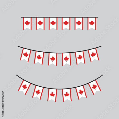 Seamless Canada Flag Party Bunting Border Background – Flat Design Illustration