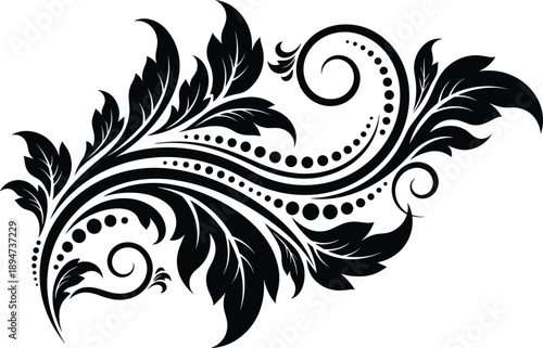 Black silhouette of an ornate birdcage with a bird inside near a leafy tree branch and a pair of lovebirds isolated on white background