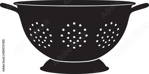 Colander in silhouette on white background..