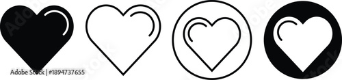 Heart Icons In Various Styles For Love And Favorites Symbolic Graphics