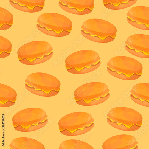 Seamless Pattern with Orange Macarons
