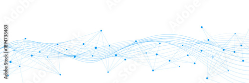 Abstract plexus with wavy lines for science and technology template design. Big data visualization. Modern digital communication and network connection on white background. Vector