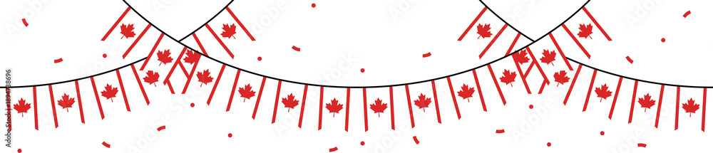 Fototapeta premium Seamless Canada Flag Party Bunting Border Background – Flat Design Illustration