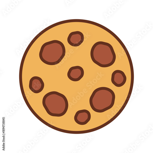 Cookie Flat design style round chocolate chip cookie perfect for snack bakery and dessert illustrations 