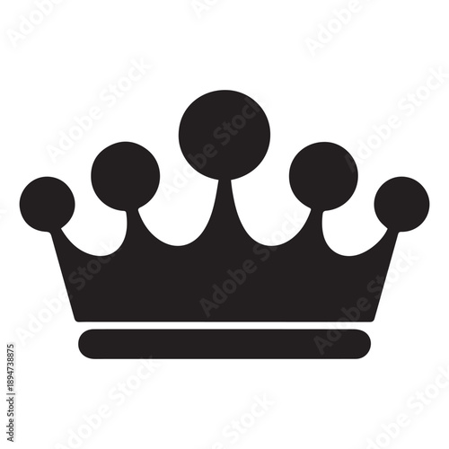 Simple black and white illustration of a regal crown symbol