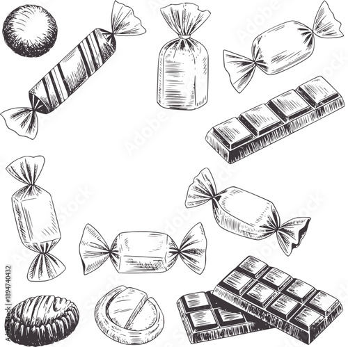 Black and of assorted wrapped candies and chocolate bars candy