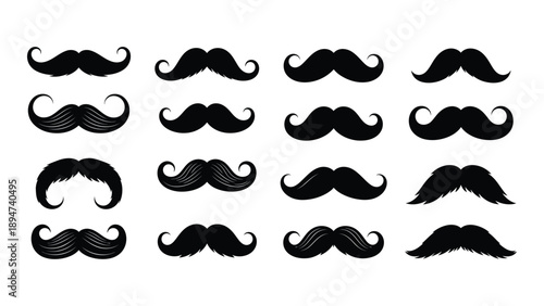 Collection of diverse mustache styles Vector