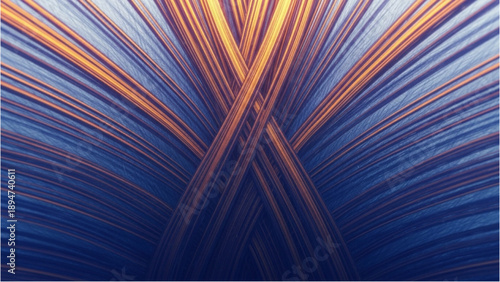 Dynamic abstract illustration of converging lines and vibrant colors from a central viewpoint