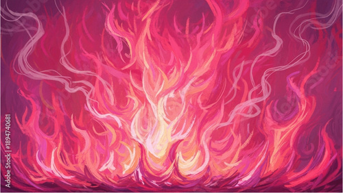 Vibrant flames dance intensely in a fiery display of heat and energy