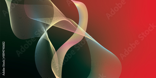 green and  red abstract shape grainy gradient background with black noisy texture for wide banner poster and header design