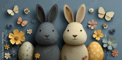 Postcard-style Easter artwork created with  modern