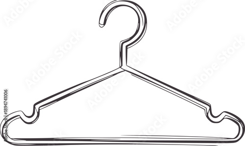 Minimalist of a single wire clothes hanger outline