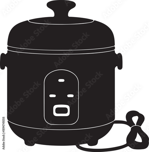 Rice Cooker in silhouette on white background.
