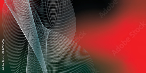 green and  red abstract shape grainy gradient background with black noisy texture for wide banner poster and header design