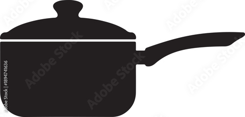 Saucepan in silhouette white background..