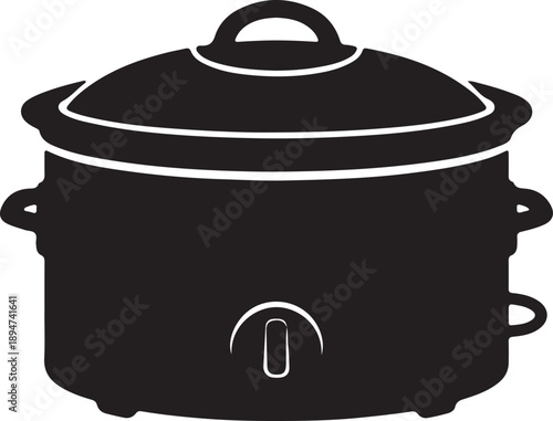 Slow Cooker in silhouette on white background.