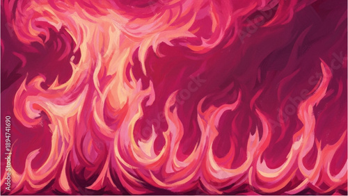 Vibrant Flames Dancing in Abstract Illustration from a Close-Up Viewpoint