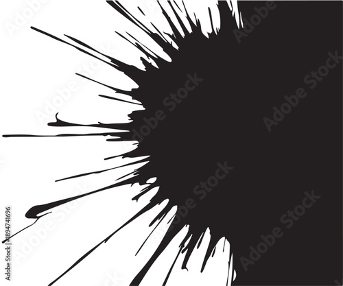 Black ink splatter on white background