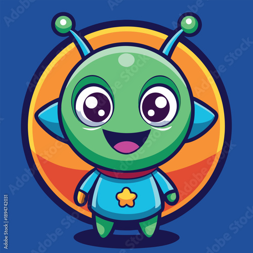 design logo vector icon illustration mascot cartoon cute alien