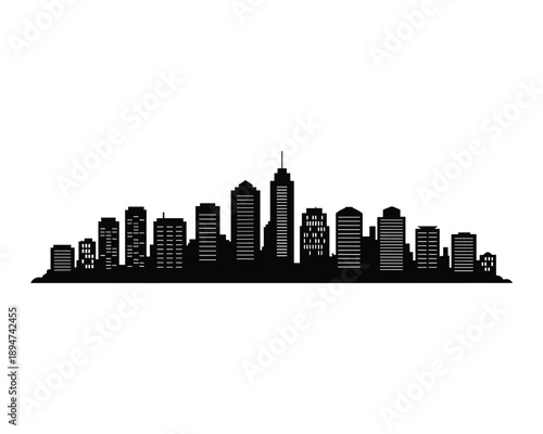city skyline silhouette with tall buildings