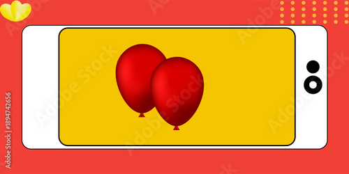 Cartoon Smartphone, comic book Telephone with Red Heart. Retro vector comics pop art design.