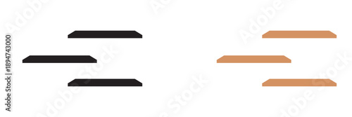 Minimal Wooden shelf icon. Simple wooden bench with natural wood grain, isolated on white background, suitable for furniture design, interior concepts, and product mockups.
