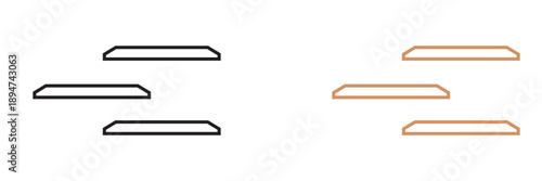 Minimal Wooden shelf icon. Simple wooden bench with natural wood grain, isolated on white background, suitable for furniture design, interior concepts, and product mockups.
