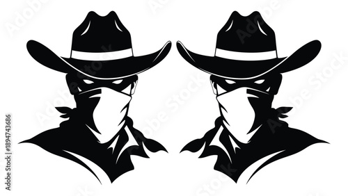 Silhouetted cowboys with bandanas Vector