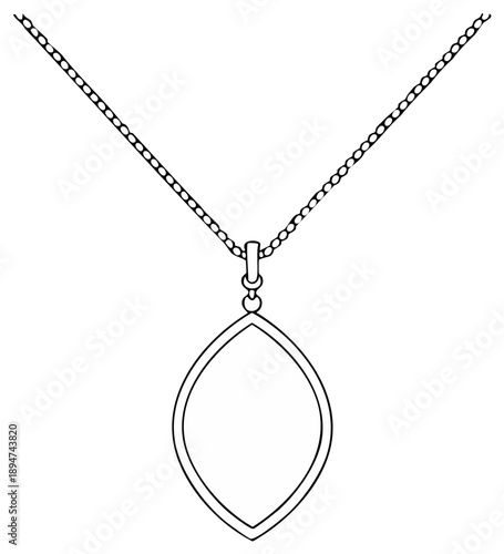 Outline of a pendant necklace with a teardrop shape