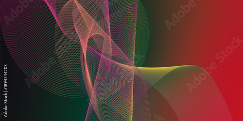 green and  red abstract shape grainy gradient background with black noisy texture for wide banner poster and header design