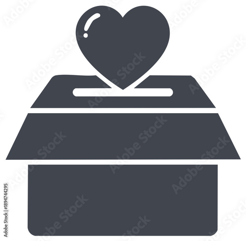 Heart Shape Donation Box Illustration Symbolizing Charity and Philanthropy