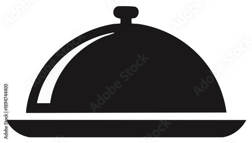 Elegant covered serving platter illustration representing fine dining and gourmet meal presentation
