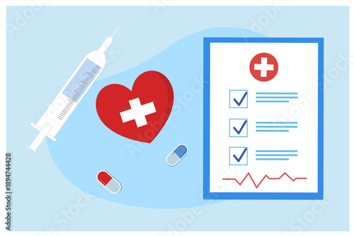 Medical examination report vector illustration