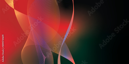 green and  red abstract shape grainy gradient background with black noisy texture for wide banner poster and header design