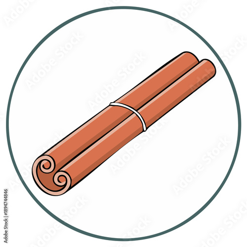 Illustrated cinnamon sticks tied together a popular culinary spice graphic element